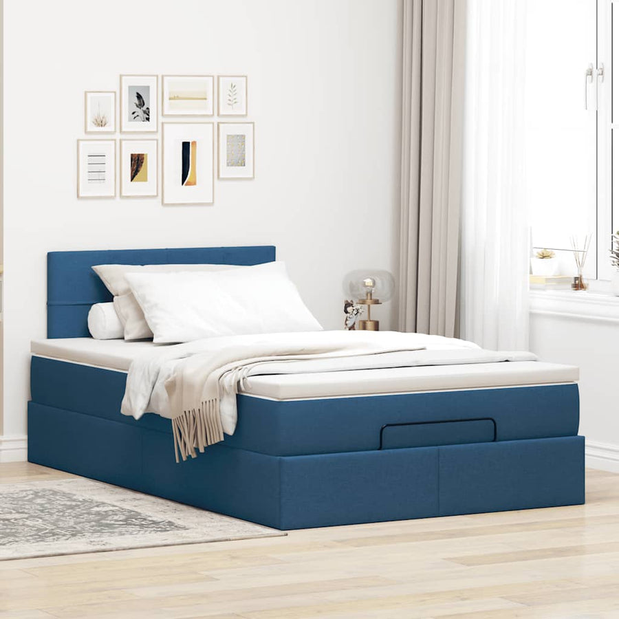 Ottoman bed met matras 120x200cm stof blauw