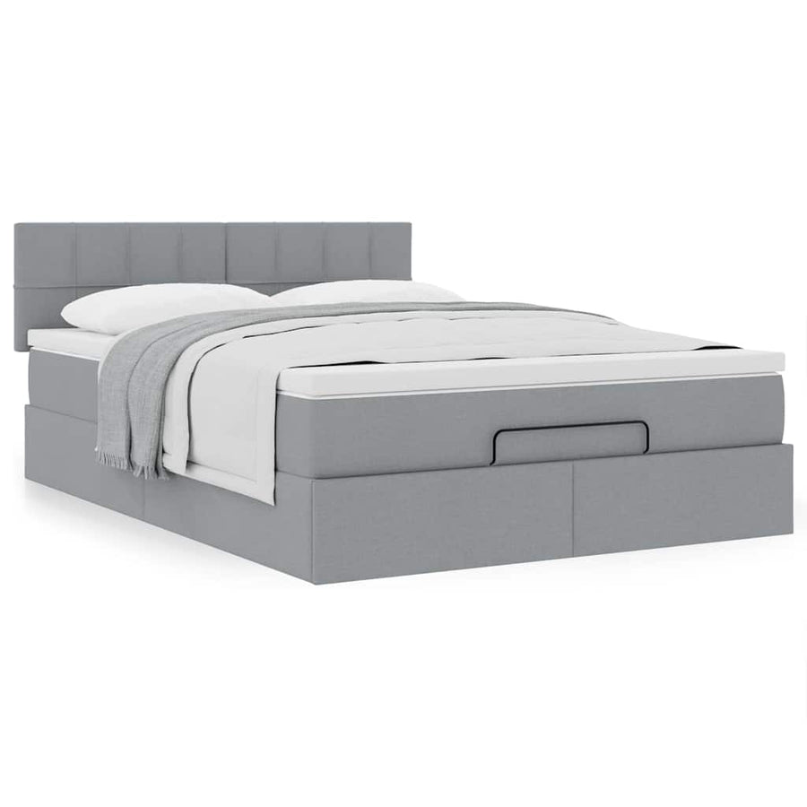Bed met matras 140x190 cm stof lichtgrijs