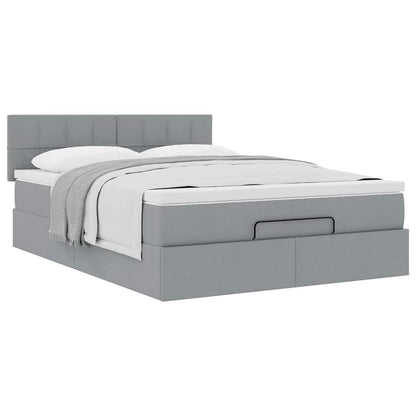 Bed met matras 140x190 cm stof lichtgrijs