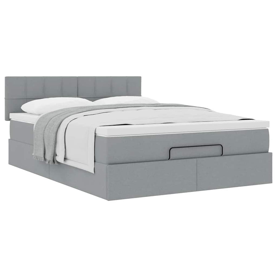 Bed met matras 140x190 cm stof lichtgrijs