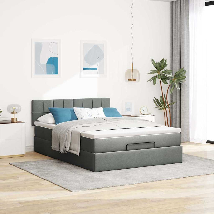 Bed met matras 140x190 cm stof donkergrijs