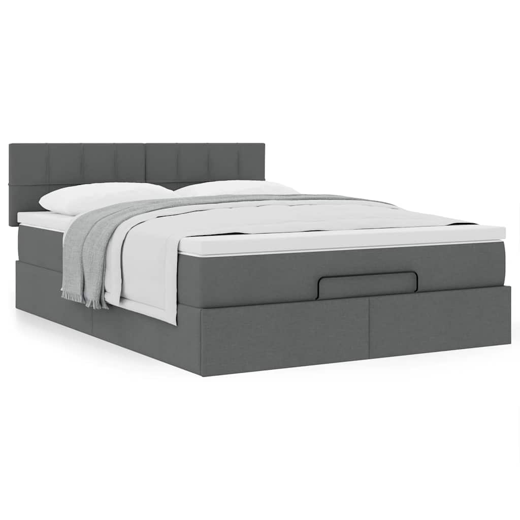 Bed met matras 140x190 cm stof donkergrijs