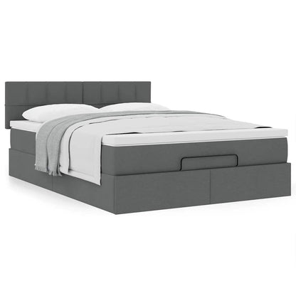 Bed met matras 140x190 cm stof donkergrijs