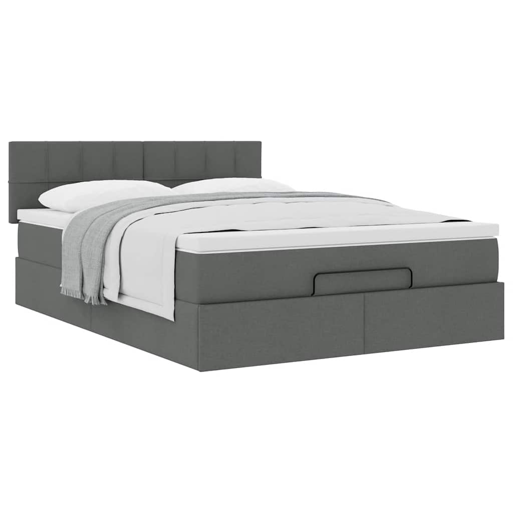 Bed met matras 140x190 cm stof donkergrijs