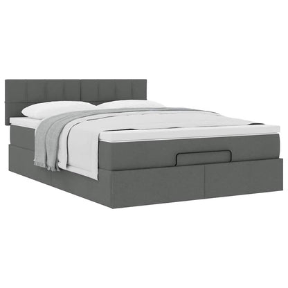 Bed met matras 140x190 cm stof donkergrijs