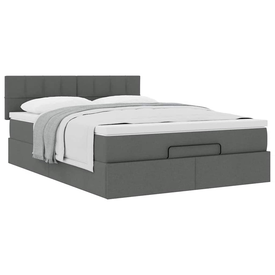 Bed met matras 140x190 cm stof donkergrijs