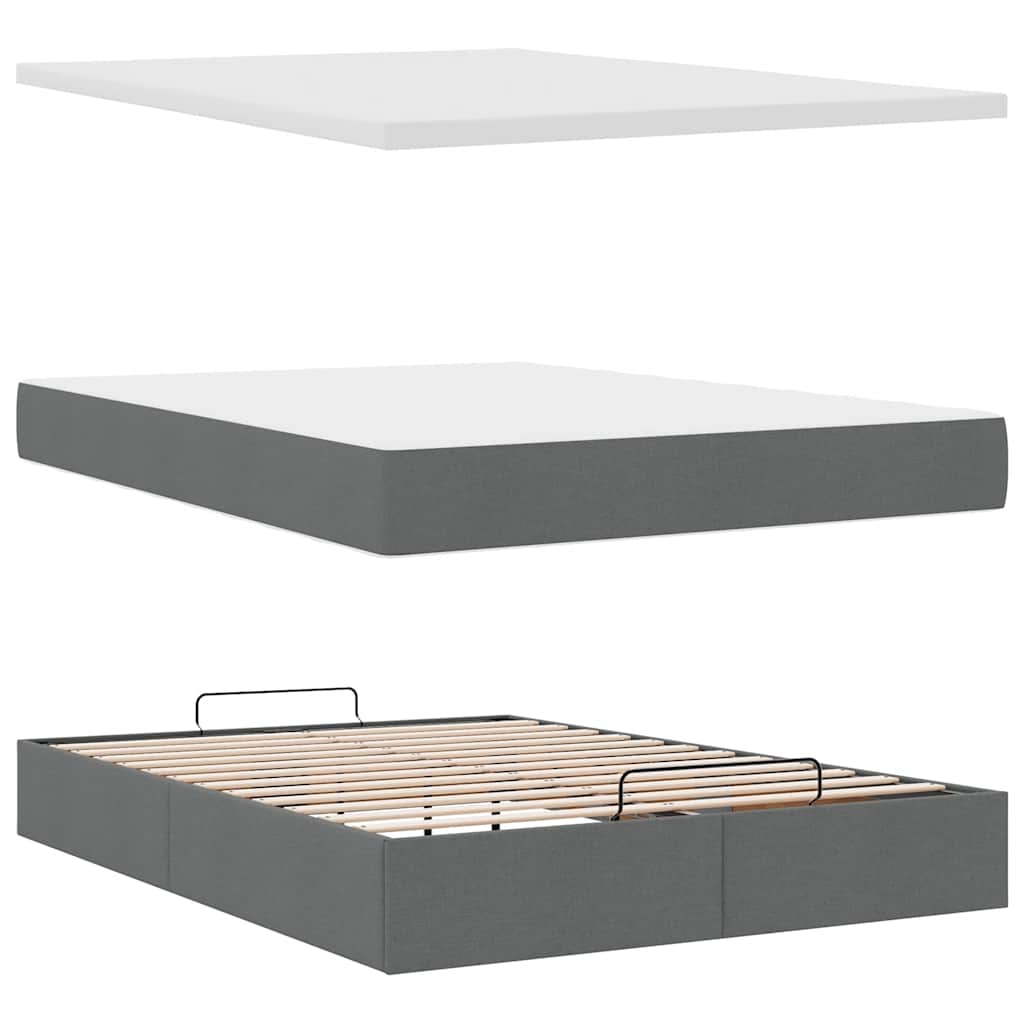 Bed met matras 140x190 cm stof donkergrijs