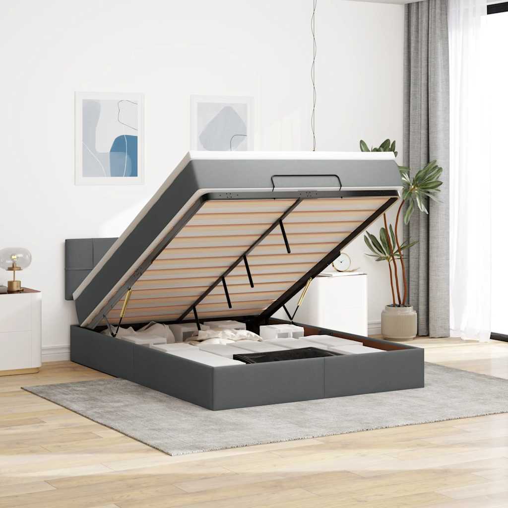 Bed met matras 140x190 cm stof donkergrijs