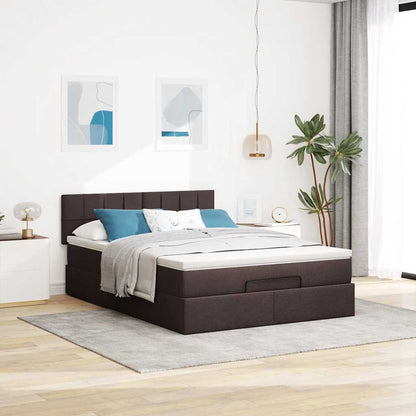 Bed met matras 140x190 cm stof donkerbruin
