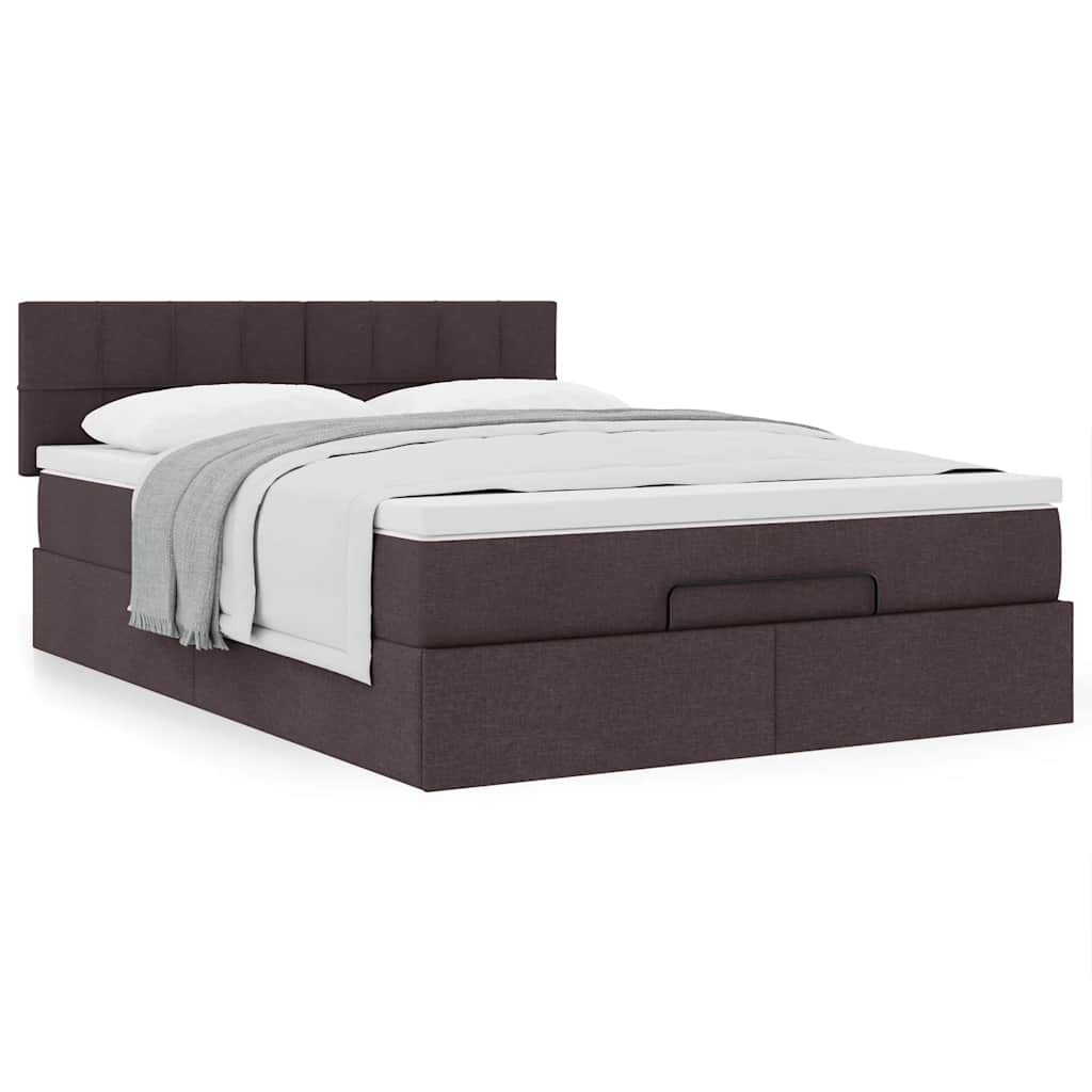 Bed met matras 140x190 cm stof donkerbruin