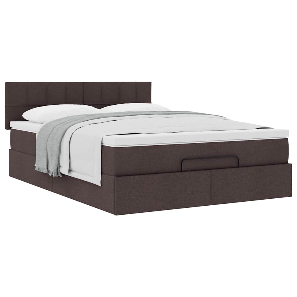 Bed met matras 140x190 cm stof donkerbruin