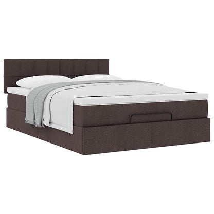Bed met matras 140x190 cm stof donkerbruin