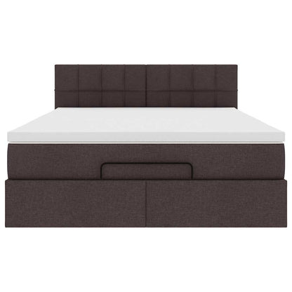 Bed met matras 140x190 cm stof donkerbruin