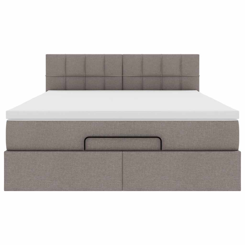 Bed Met Matras Stof 140 x 190 cm Taupe