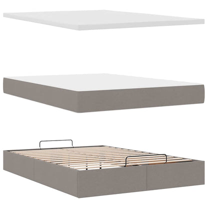 Bed Met Matras Stof 140 x 190 cm Taupe