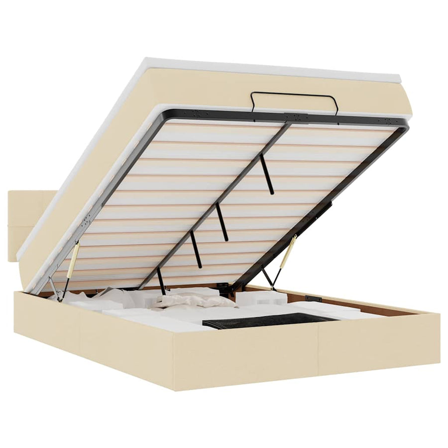 Bed met matras 140x190 cm stof crèmekleurig