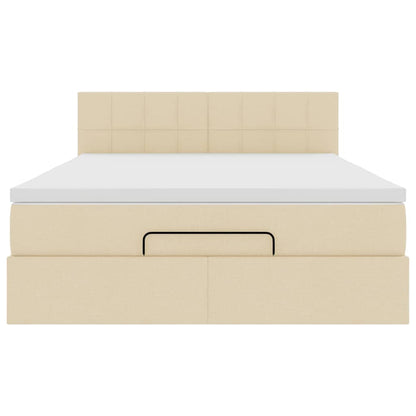 Bed met matras 140x190 cm stof crèmekleurig