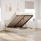 Bed with mattress 140x190 cm fabric cream-coloured