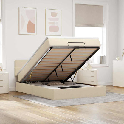 Bed met matras 140x190 cm stof crèmekleurig