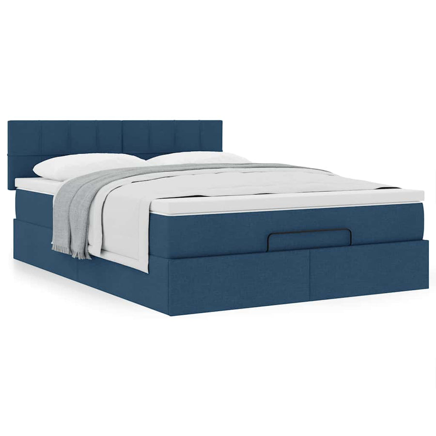 Bed met matras 140x190 cm stof blauw