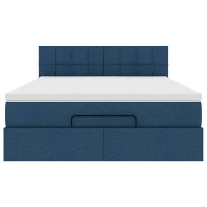 Bed met matras 140x190 cm stof blauw