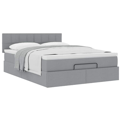 Ottoman bed met matras 140x200cm stof lichtgrijs
