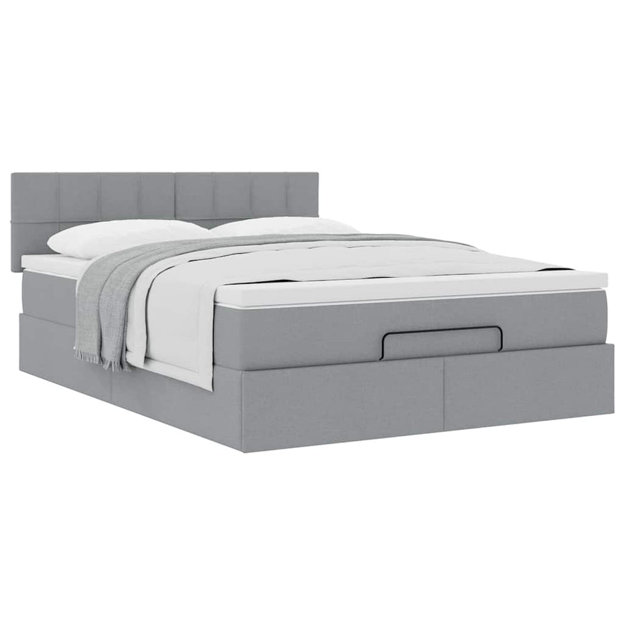 Ottoman bed met matras 140x200cm stof lichtgrijs
