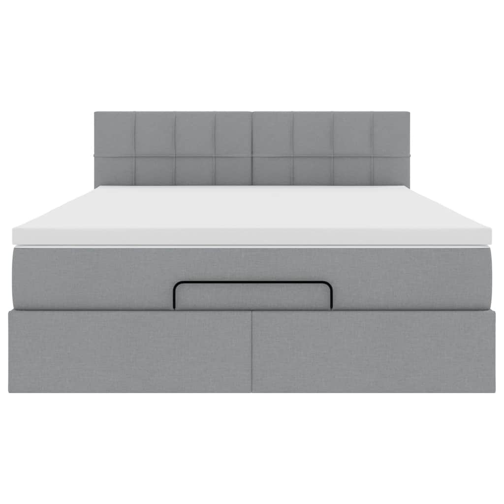Ottoman bed met matras 140x200cm stof lichtgrijs