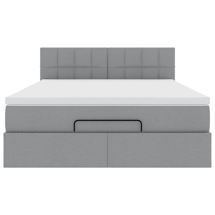 Ottoman bed met matras 140x200cm stof lichtgrijs