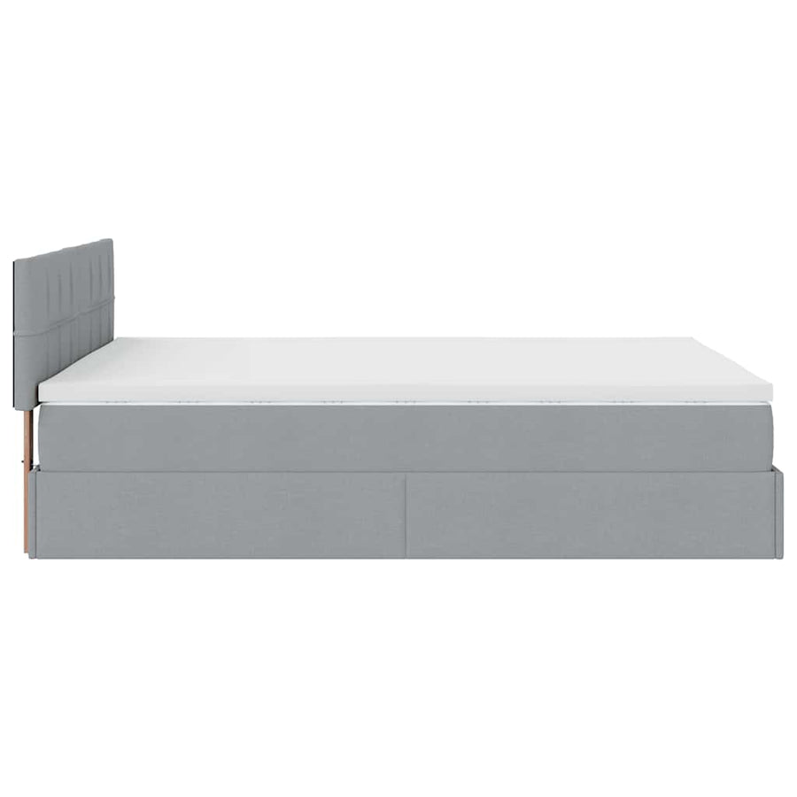 Ottoman bed met matras 140x200cm stof lichtgrijs