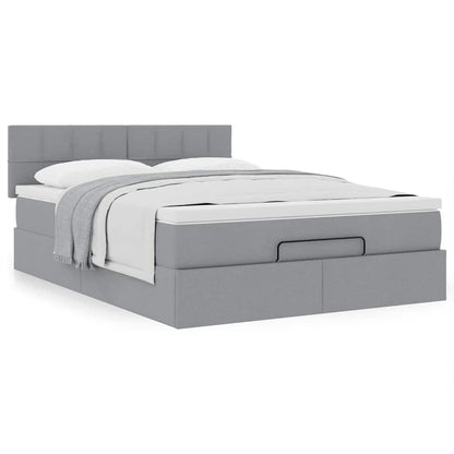 Ottoman bed met matras 140x200cm stof lichtgrijs