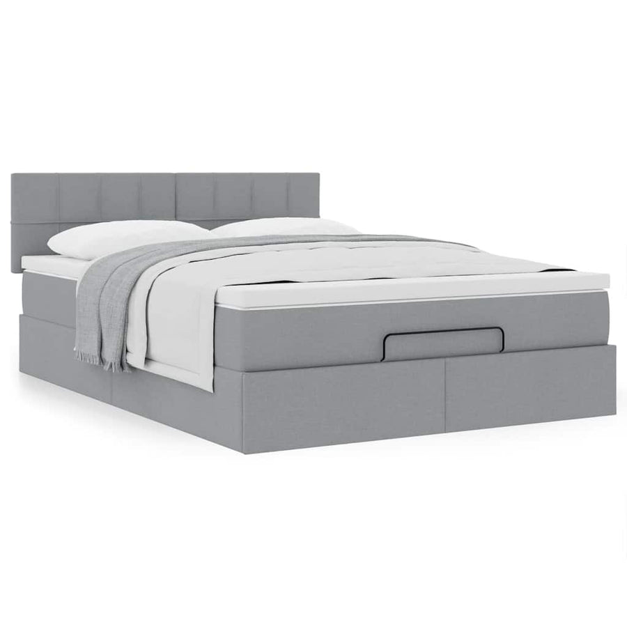 Ottoman bed met matras 140x200cm stof lichtgrijs