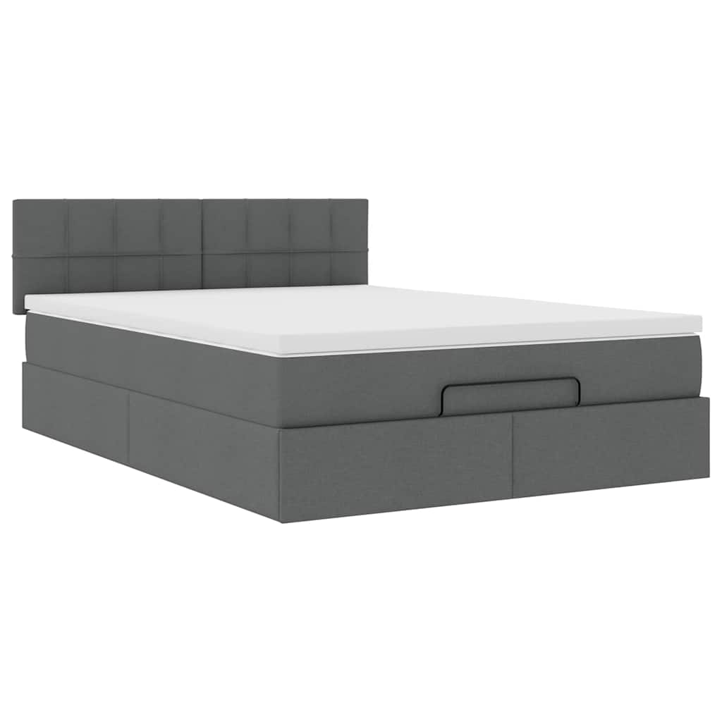 Ottoman bed met matras 140x200cm stof donkergrijs