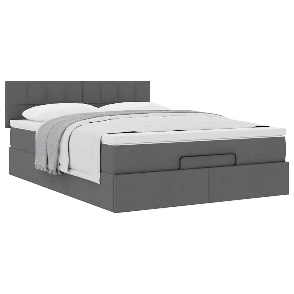 Ottoman bed met matras 140x200cm stof donkergrijs