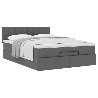 Ottoman bed met matras 140x200cm stof donkergrijs