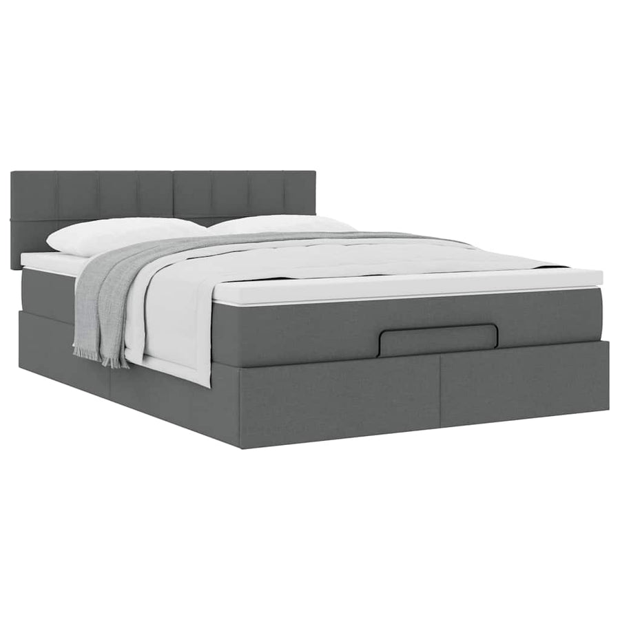 Ottoman bed met matras 140x200cm stof donkergrijs