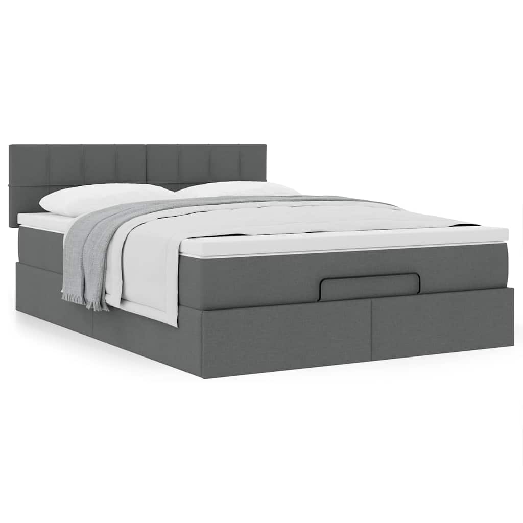 Ottoman bed met matras 140x200cm stof donkergrijs