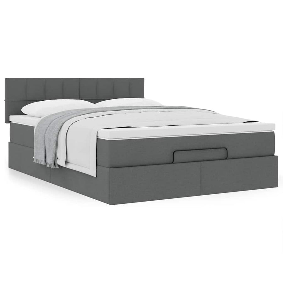 Ottoman bed met matras 140x200cm stof donkergrijs