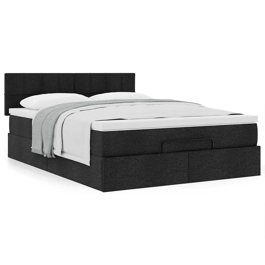 Ottoman bed met matras 140x200cm stof zwart