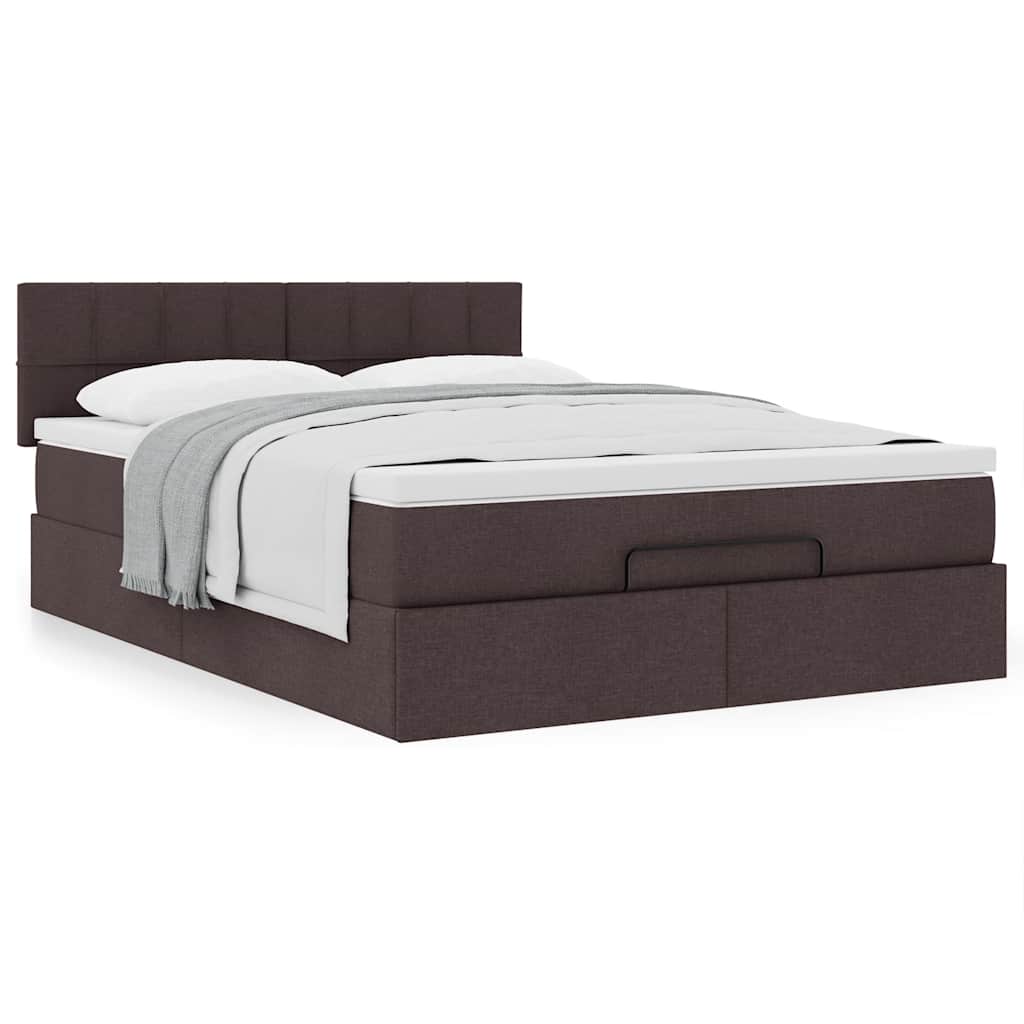 Ottoman bed met matras 140x200cm stof donkerbruin