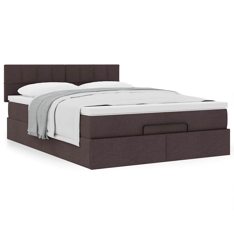 Ottoman bed met matras 140x200cm stof donkerbruin