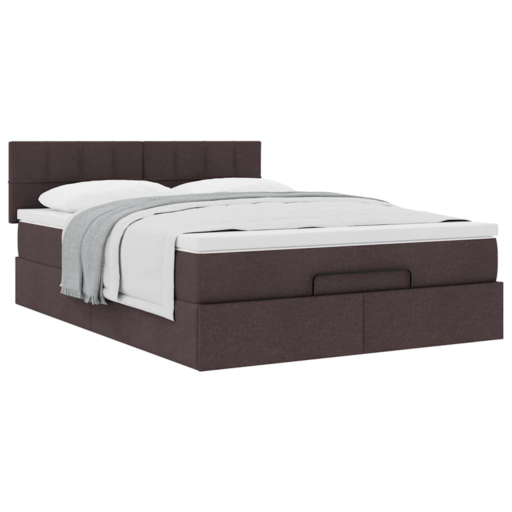 Ottoman bed met matras 140x200cm stof donkerbruin