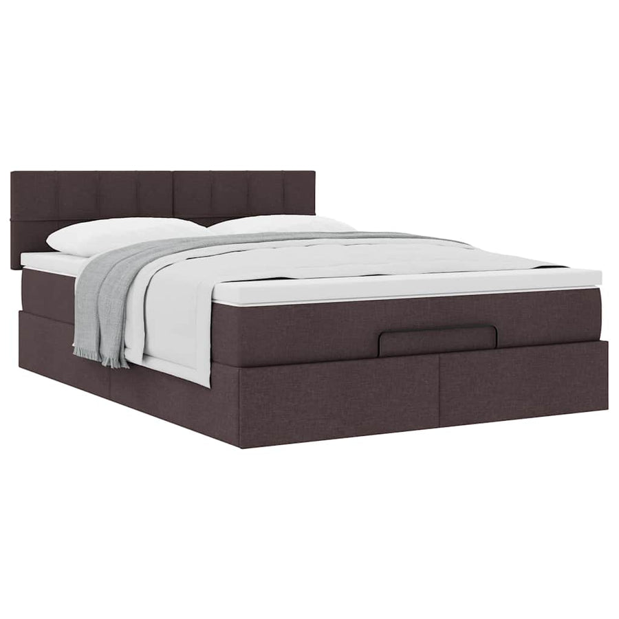 Ottoman bed met matras 140x200cm stof donkerbruin