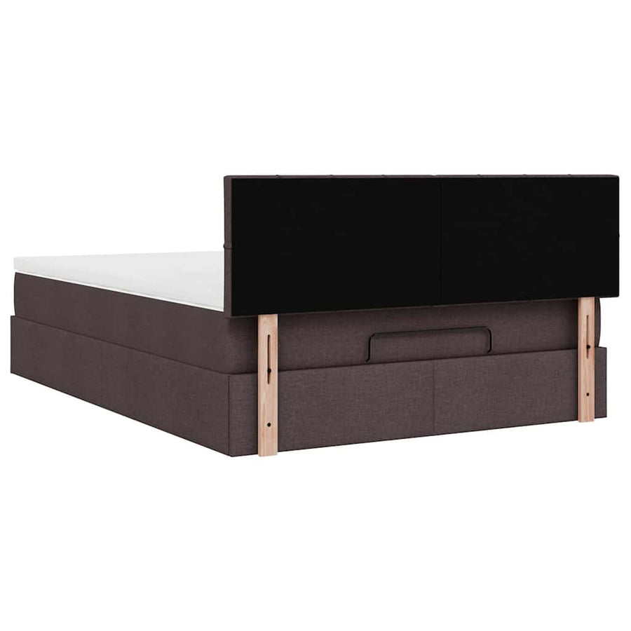 Ottoman bed met matras 140x200cm stof donkerbruin