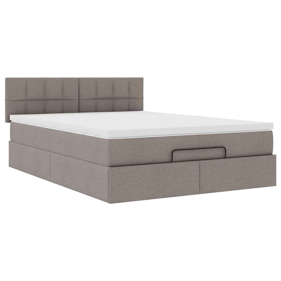Ottoman bed met matras 140x200cm stof taupe
