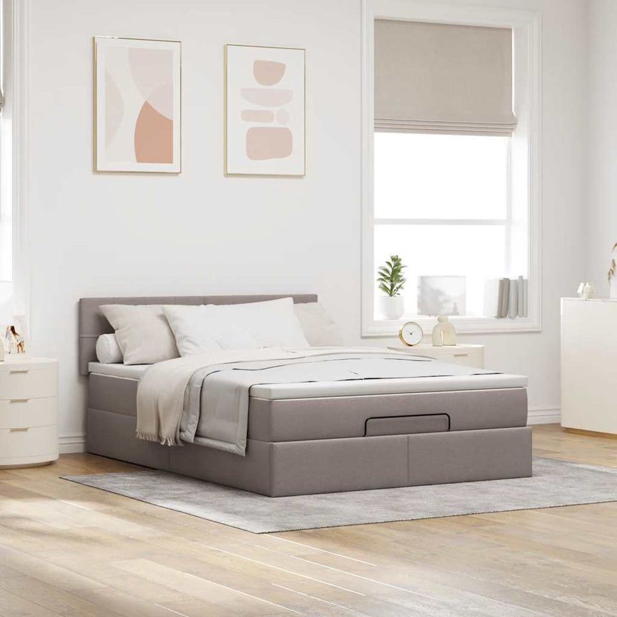 Ottoman bed met matras 140x200cm stof taupe