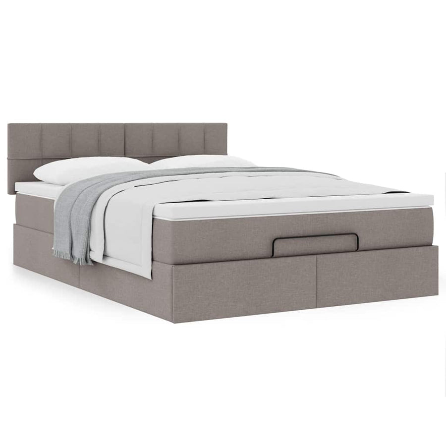 Ottoman bed met matras 140x200cm stof taupe