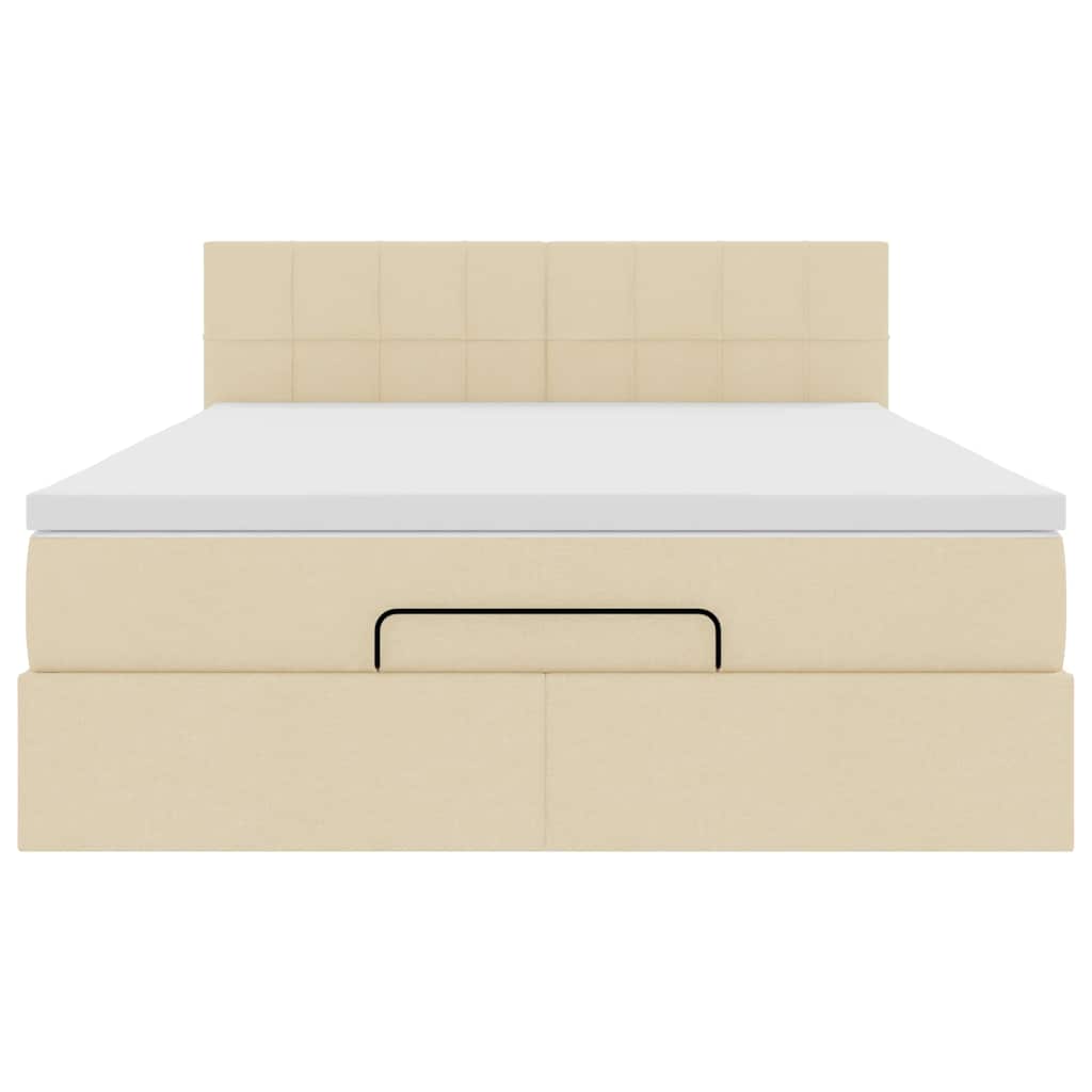 Ottoman bed met matras 140x200cm stof crèmekleurig