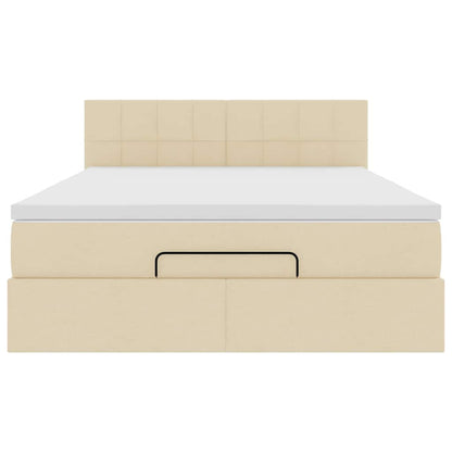 Ottoman bed met matras 140x200cm stof crèmekleurig