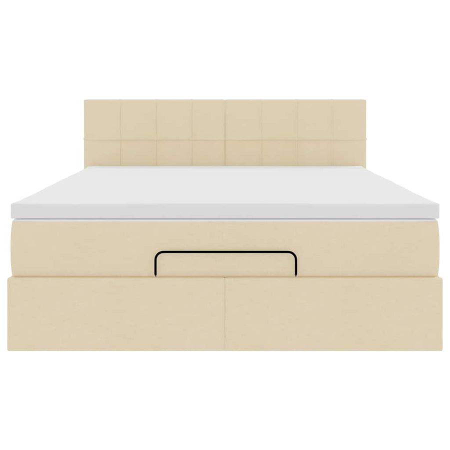 Ottoman bed met matras 140x200cm stof crèmekleurig